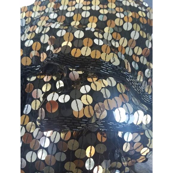 Vintage Oleg Cassini Sequin Jacket Womens S Small Silk Gold Silver Beaded EUC - Picture 4 of 7